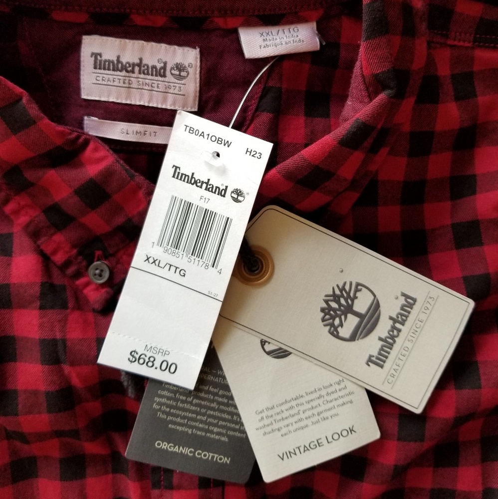 Timberland Shirt Organic Cotton Mens XXL Checkered